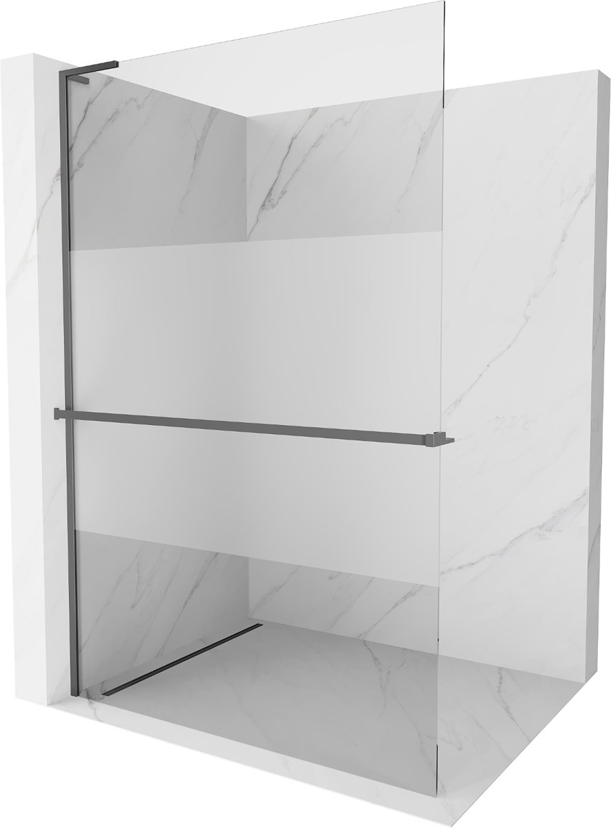 Mexen Kioto+ L ścianka prysznicowa z półką Walk-in 80 x 200 cm, transparent/szron, gun metal - 800-080-123-95-35