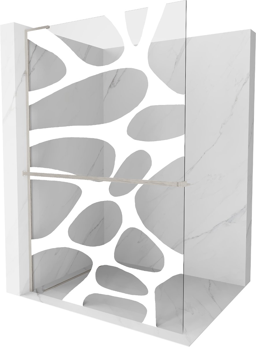 Mexen Kioto+ L ścianka prysznicowa z półką Walk-in 90 x 200 cm, biała fala, nikiel szczotkowany - 800-090-123-97-97