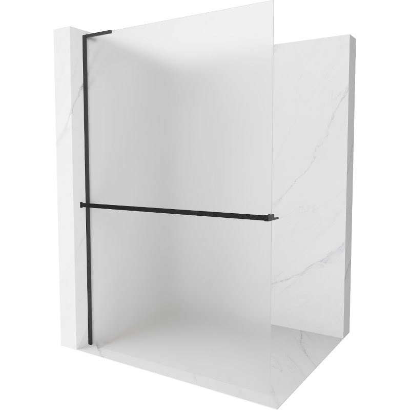 Mexen Kioto+ L ścianka prysznicowa z półką Walk-in 90 x 200 cm, szron, czarna - 800-090-123-70-30