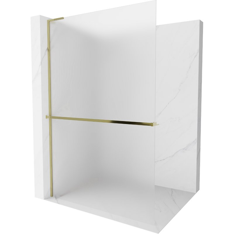 Mexen Kioto+ L ścianka prysznicowa z półką Walk-in 90 x 200 cm, szron, złota - 800-090-123-50-30
