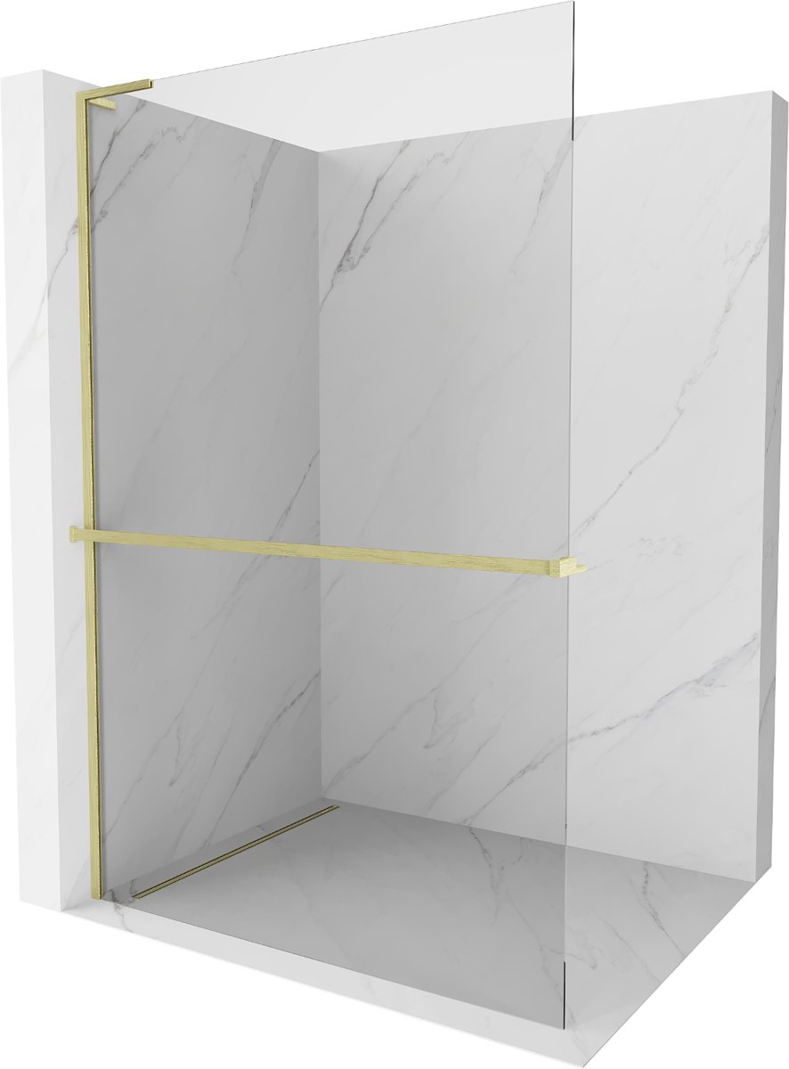Mexen Kioto+ L ścianka prysznicowa z półką Walk-in 95 x 200 cm, transparent, złota szczotkowana - 800-095-123-55-00