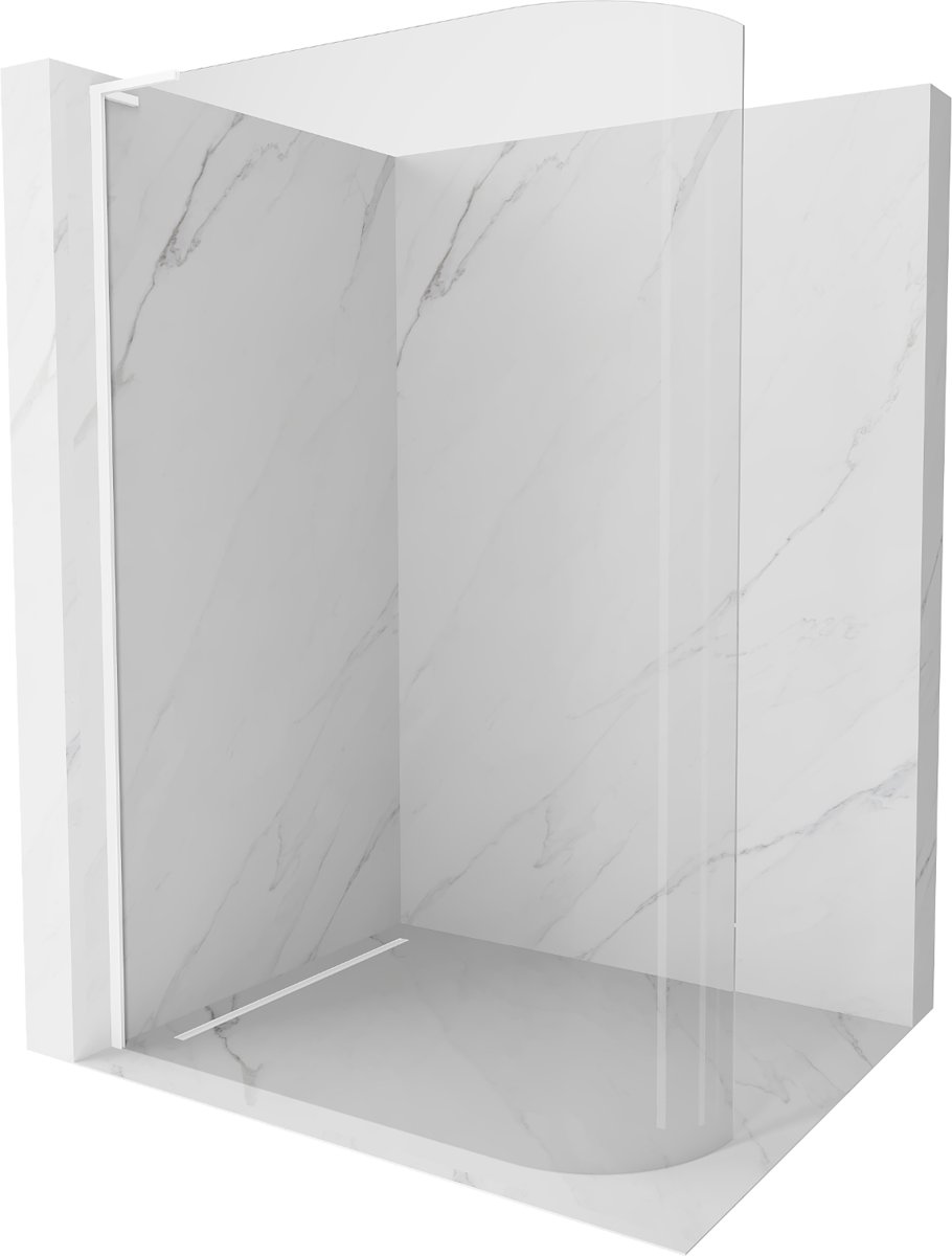 Mexen Kioto-R L ścianka prysznicowa zaokrąglona Walk-in 90 x 200 cm, transparent, biała - 800-090-103-20-06