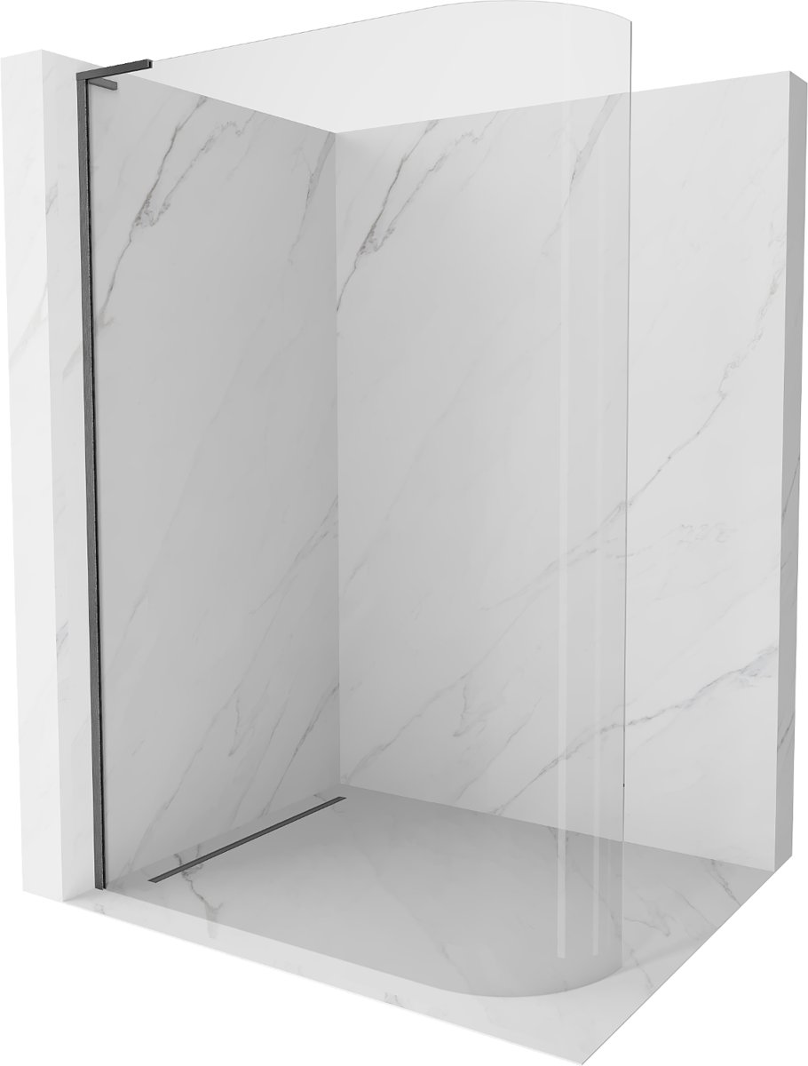 Mexen Kioto-R L ścianka prysznicowa zaokrąglona Walk-in 90 x 200 cm, transparent, gun gray szczotkowany - 800-090-103-66-06