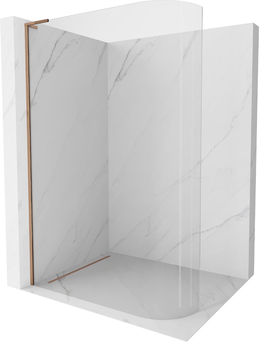 Mexen Kioto-R L ścianka prysznicowa zaokrąglona Walk-in 90 x 200 cm, transparent, różowe złoto - 800-090-103-60-06