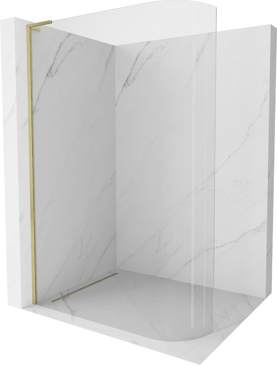 Mexen Kioto-R L ścianka prysznicowa zaokrąglona Walk-in 90 x 200 cm, transparent, złota szczotkowana - 800-090-103-55-06