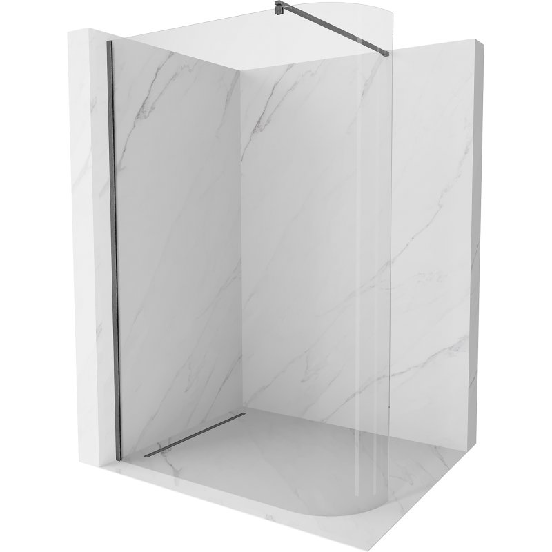 Mexen Kioto-R ścianka prysznicowa zaokrąglona Walk-in 90 x 200 cm, transparent 8 mm, gun gray szczotkowany - 800-090-101-66-06