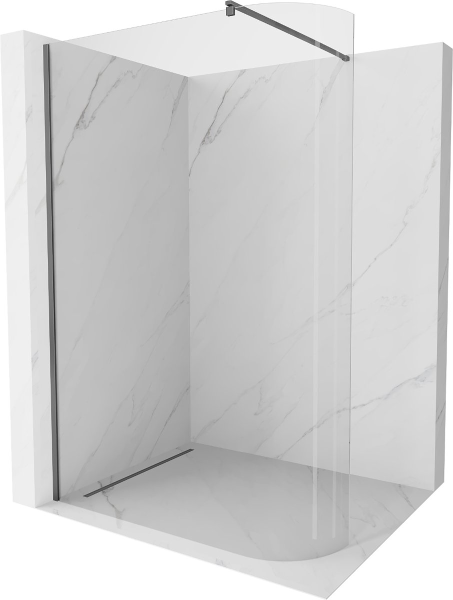 Mexen Kioto-R ścianka prysznicowa zaokrąglona Walk-in 90 x 200 cm, transparent 8 mm, gun metal - 800-090-101-95-06