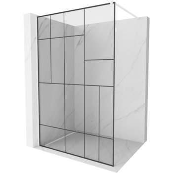 Mexen Kioto ścianka prysznicowa 100 x 200 cm, transparent/czarny wzór 8 mm, biała - Mexen