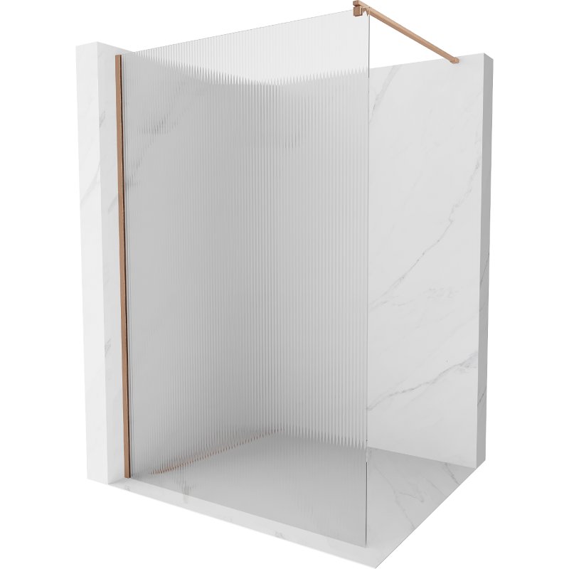 Mexen Kioto ścianka prysznicowa Walk-in 100 x 200 cm, prążki 8 mm, miedź szczotkowana - 800-100-101-65-09