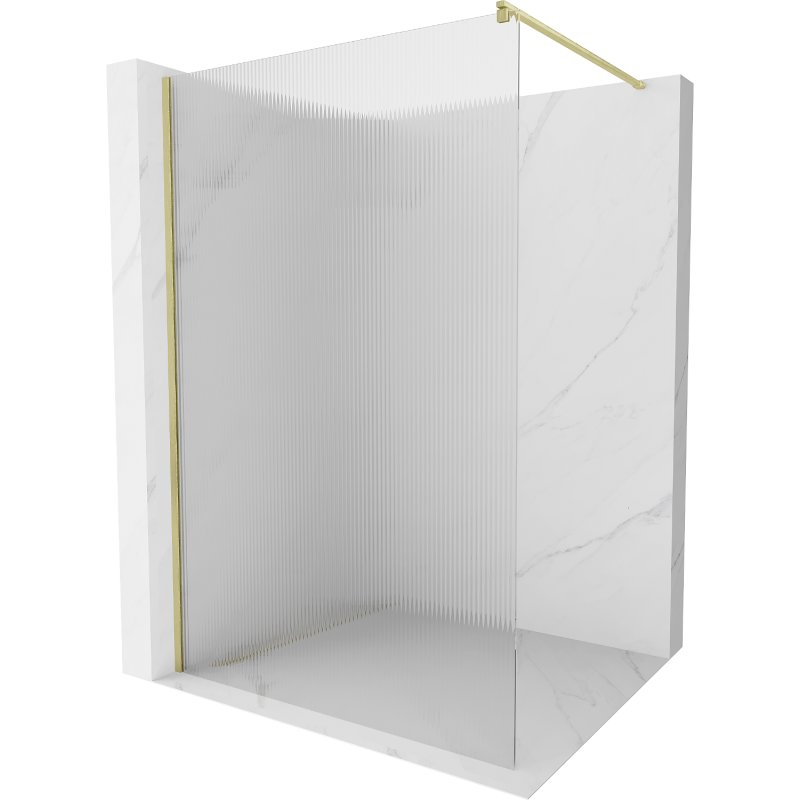 Mexen Kioto ścianka prysznicowa Walk-in 100 x 200 cm, prążki 8 mm, złota szczotkowana - 800-100-101-55-09