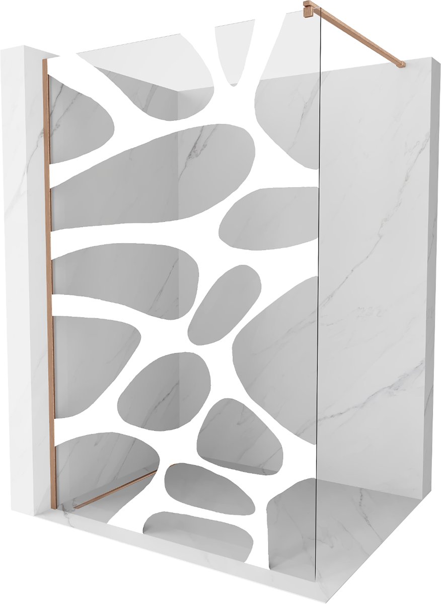 Mexen Kioto ścianka prysznicowa Walk-in 120 x 200 cm, biała fala 8 mm, miedź szczotkowana - 800-120-101-65-97