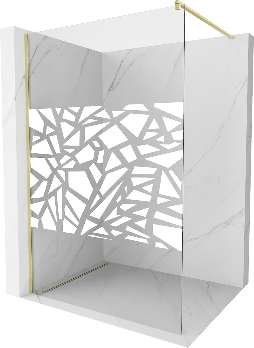 Mexen Kioto ścianka prysznicowa Walk-in 120 x 200 cm, biały wzór 8 mm, złota szczotkowana - 800-120-101-55-85