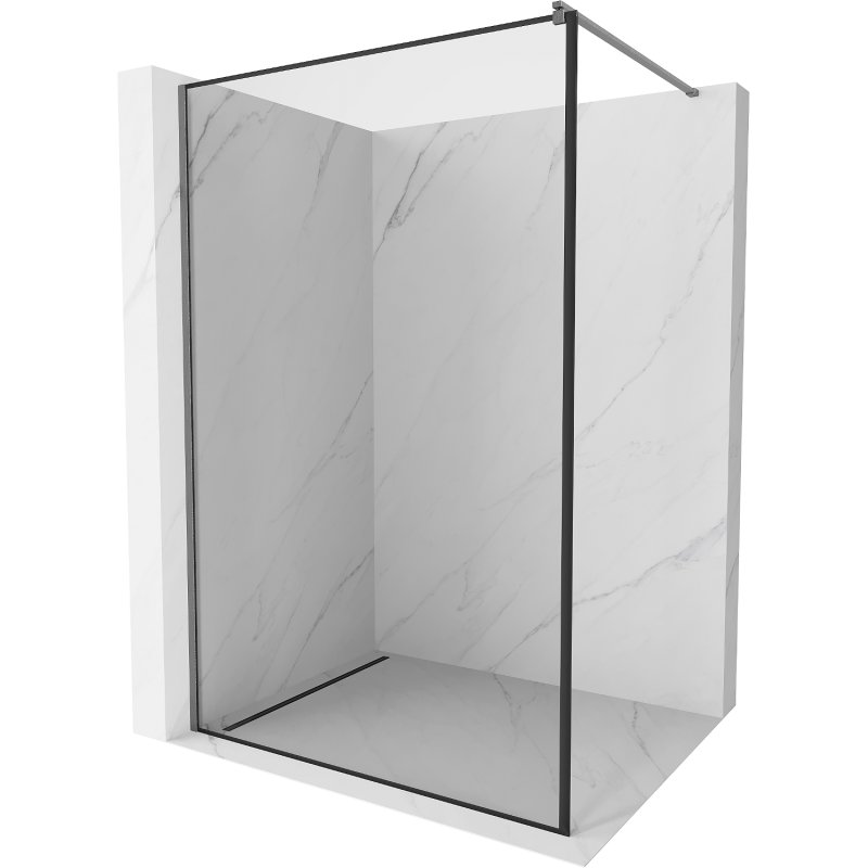 Mexen Kioto ścianka prysznicowa Walk-in 120 x 200 cm, czarna ramka 8 mm, gun gray szczotkowany - 800-120-101-66-70