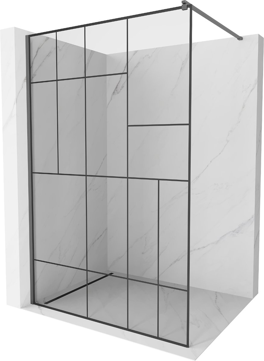 Mexen Kioto ścianka prysznicowa Walk-in 120 x 200 cm, czarny wzór 8 mm, gun metal - 800-120-101-95-78