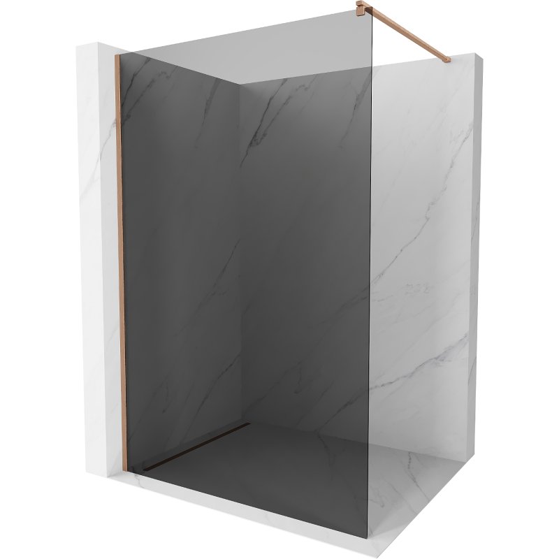 Mexen Kioto ścianka prysznicowa Walk-in 120 x 200 cm, grafit 8 mm, miedź szczotkowana - 800-120-101-65-40