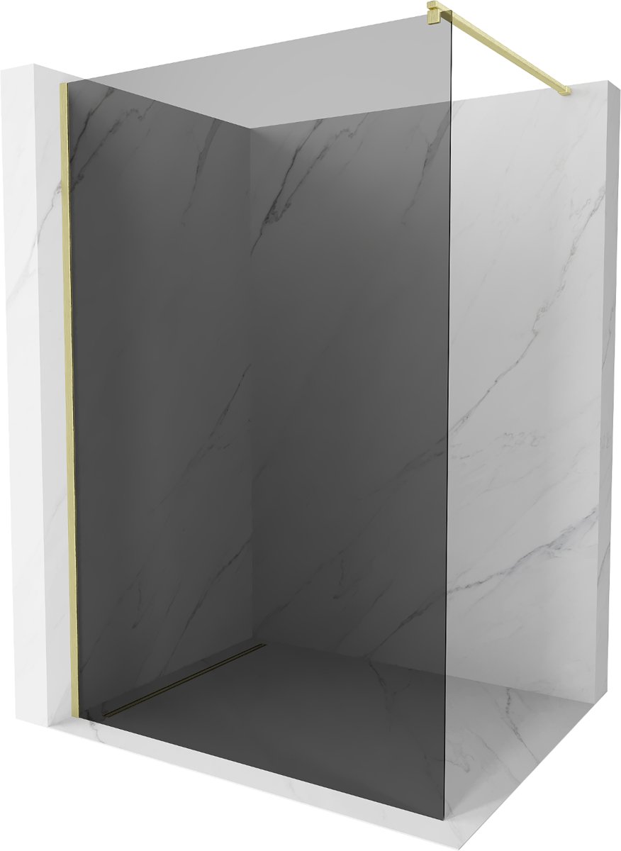 Mexen Kioto ścianka prysznicowa Walk-in 120 x 200 cm, grafit 8 mm, złota szczotkowana - 800-120-101-55-40