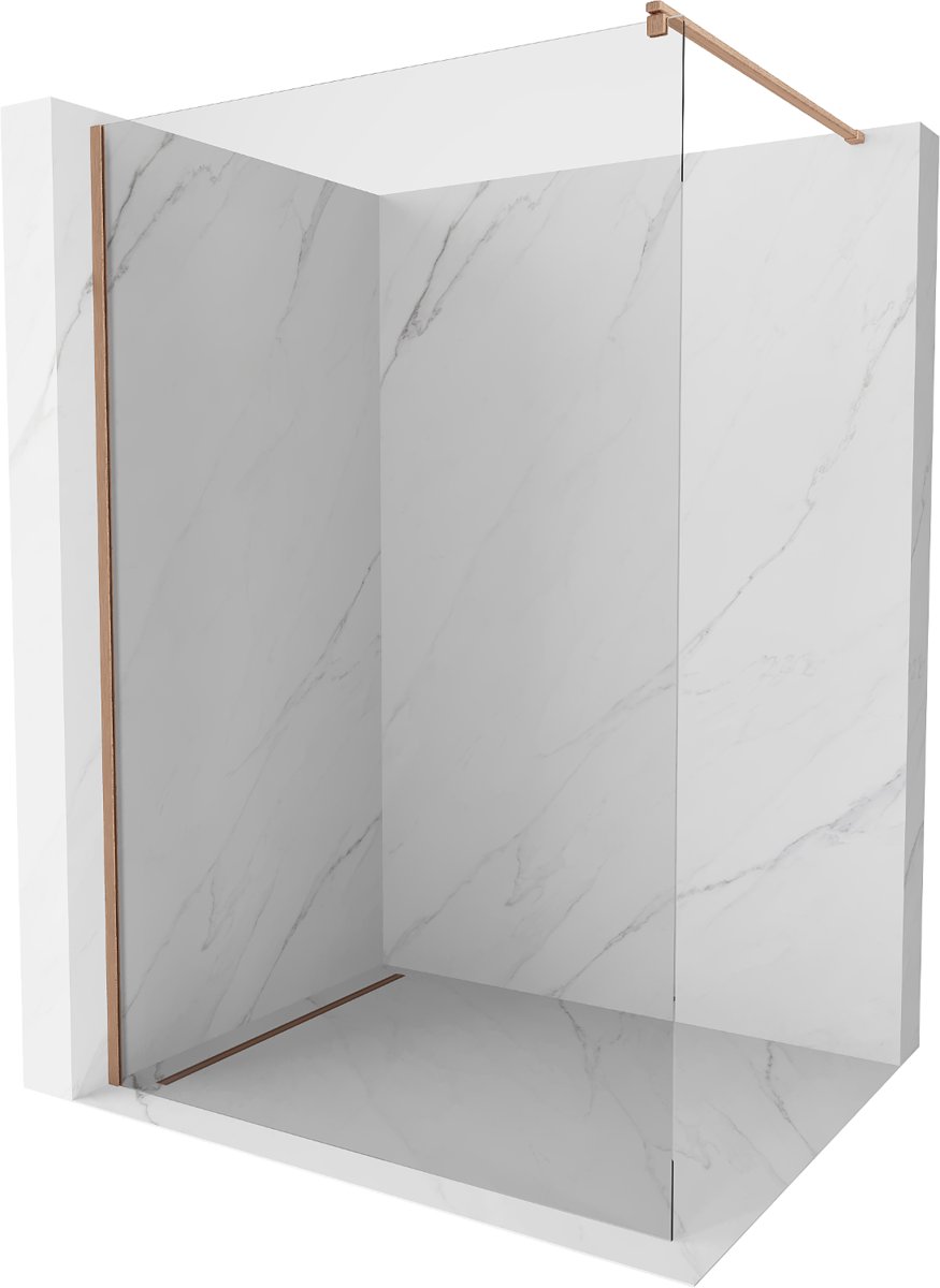 Mexen Kioto ścianka prysznicowa Walk-in 130 x 200 cm, transparent 8 mm, miedź szczotkowana - 800-130-101-65-00