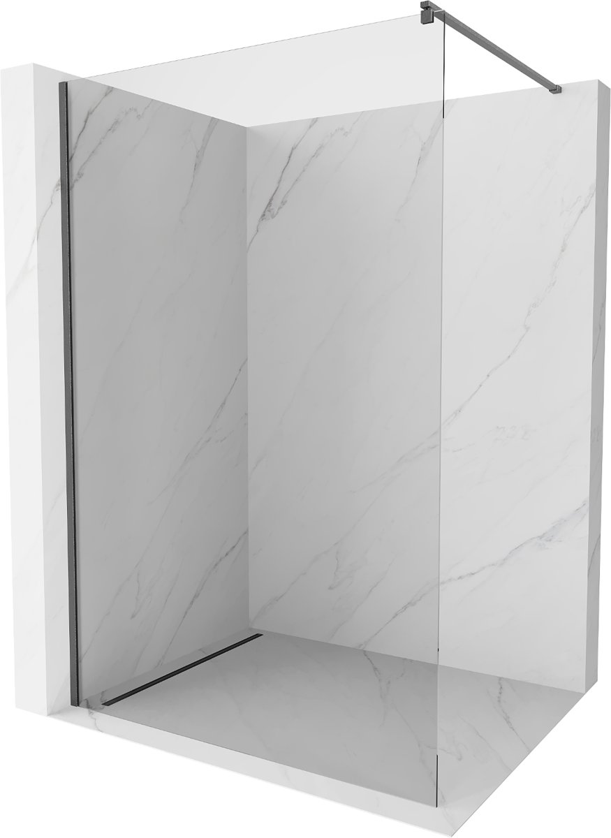 Mexen Kioto ścianka prysznicowa Walk-in 135 x 200 cm, transparent 8 mm, gun gray szczotkowany - 800-135-101-66-00