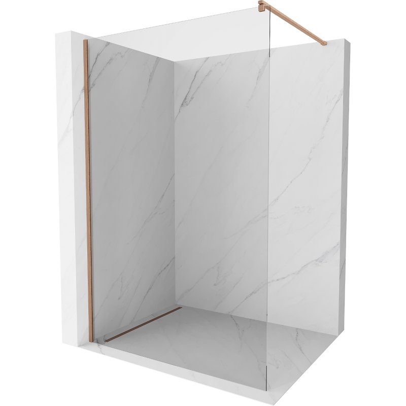 Mexen Kioto ścianka prysznicowa Walk-in 135 x 200 cm, transparent 8 mm, miedź szczotkowana - 800-135-101-65-00