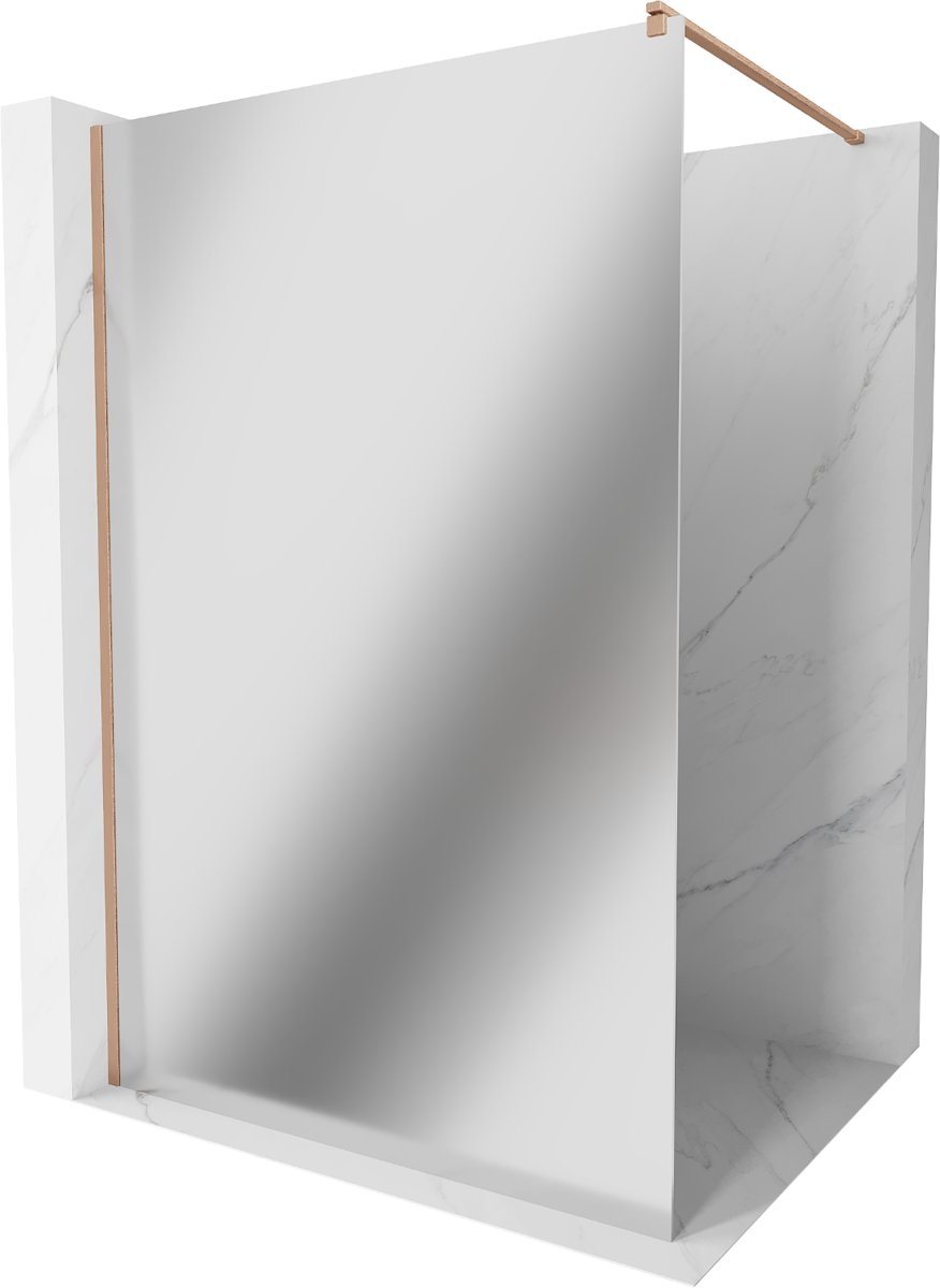 Mexen Kioto ścianka prysznicowa Walk-in 80 x 200 cm, lustro 8 mm, miedź szczotkowana - 800-080-101-65-50