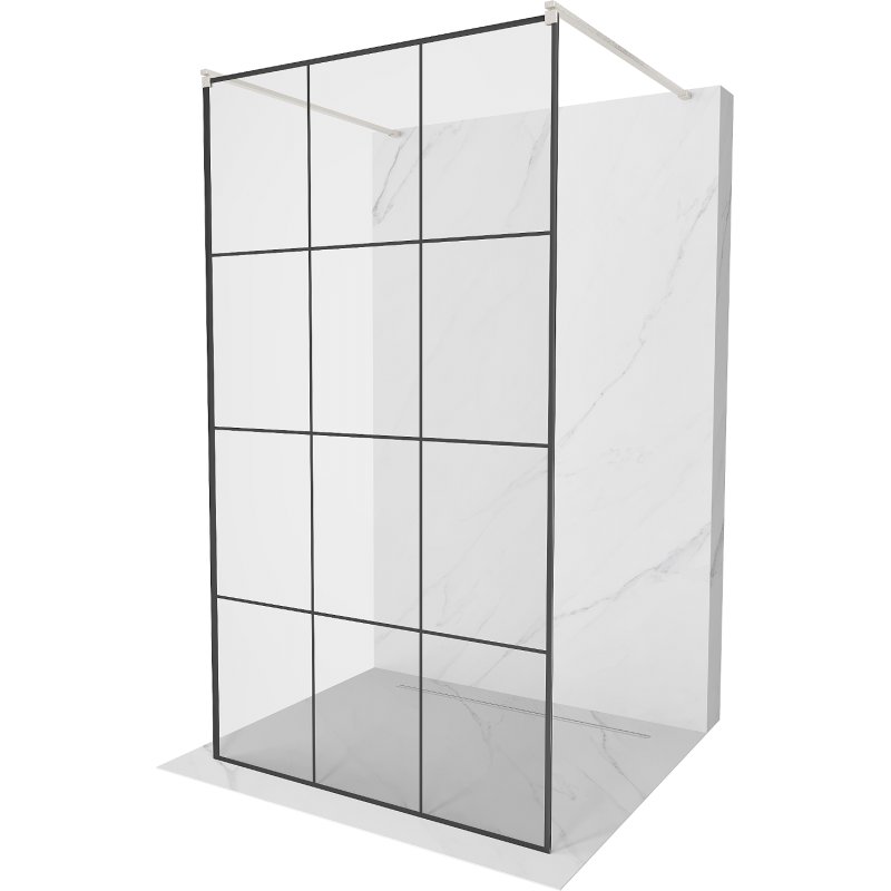 Mexen Kioto ścianka prysznicowa wolnostojąca 120 x 200 cm, czarna kratka 8 mm, nikiel szczotkowany - 800-120-002-97-77