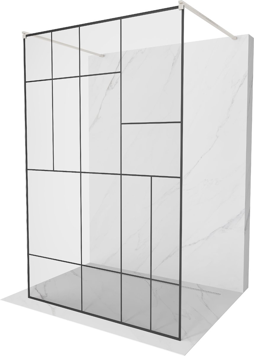 Mexen Kioto ścianka prysznicowa wolnostojąca 120 x 200 cm, czarny wzór 8 mm, nikiel szczotkowany - 800-120-002-97-78