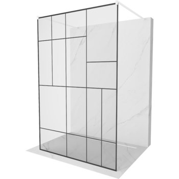 Mexen Kioto ścianka prysznicowa wolnostojąca 140 x 200 cm, transparent/czarny wzór 8 mm, biała - Mexen