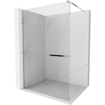 Mexen Kioto+ ścianka prysznicowa z półką i relingiem 100 x 200 cm, transparent 8 mm, chrom - Mexen