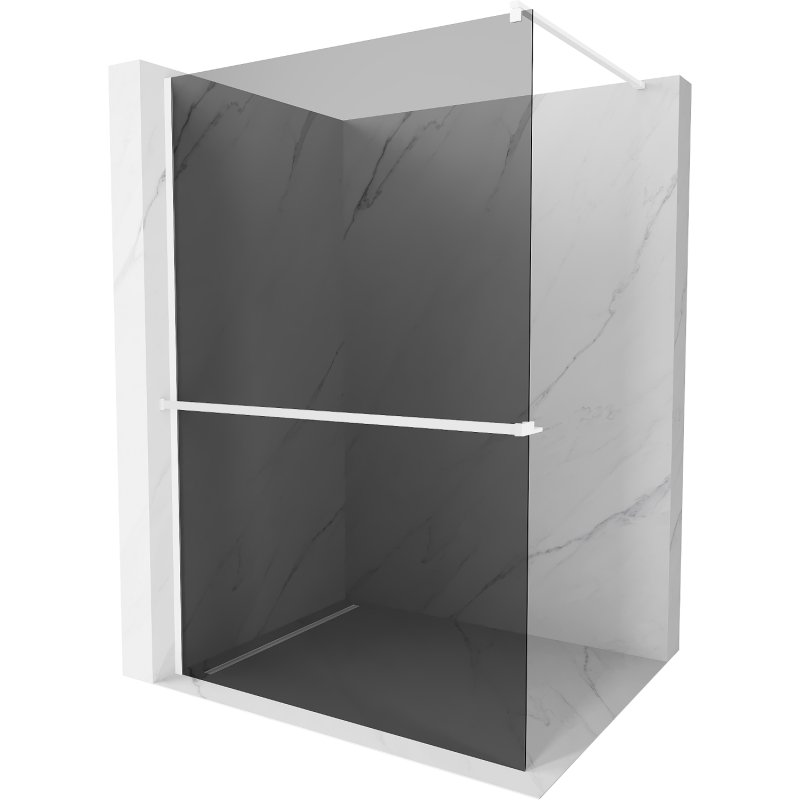 Mexen Kioto+ ścianka prysznicowa z półką Walk-in 100 x 200 cm, grafit, biała - 800-100-121-20-40