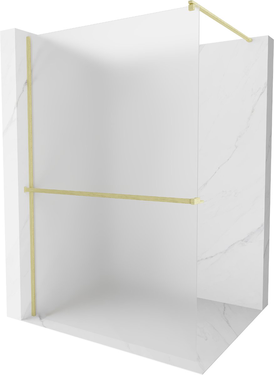 Mexen Kioto+ ścianka prysznicowa z półką Walk-in 90 x 200 cm, szron, złota szczotkowana - 800-090-121-55-30