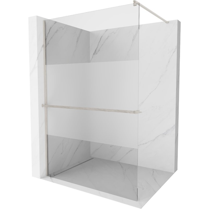 Mexen Kioto+ ścianka prysznicowa z półką Walk-in 90 x 200 cm, transparent/szron, nikiel szczotkowany - 800-090-121-97-35