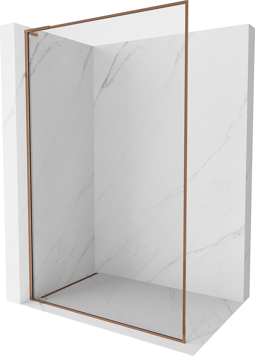 Mexen Kioto-XF L ścianka prysznicowa Walk-in z ramką 50 x 202 cm, transparent 10 mm, różowe złoto - 800-050-174-60-00-XF