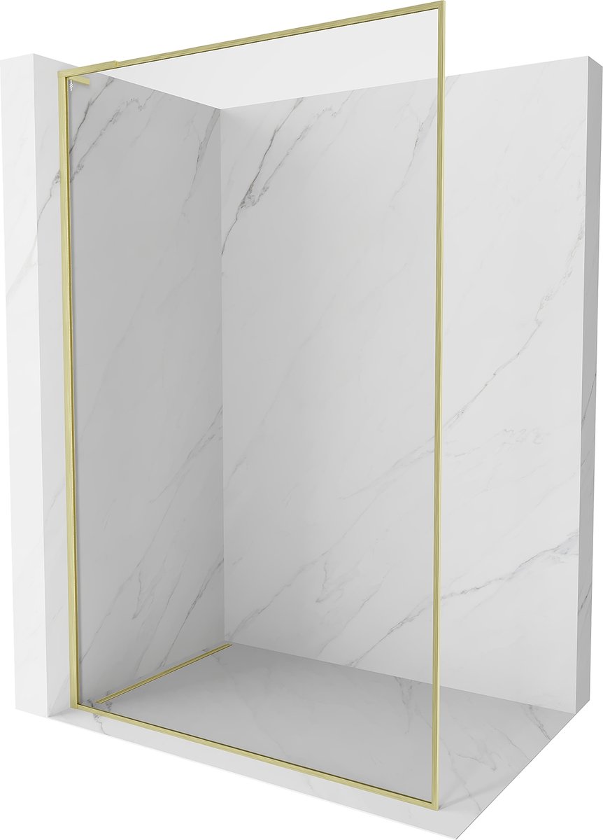 Mexen Kioto-XF L ścianka prysznicowa Walk-in z ramką 60 x 202 cm, transparent 10 mm, złota szczotkowana - 800-060-174-55-00-XF