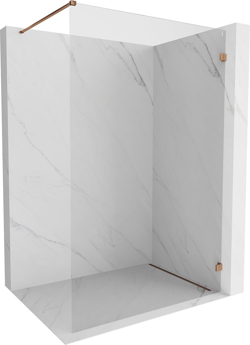 Mexen Lunar ścianka prysznicowa Walk-in prawa 130 x 200 cm, transparent 8 mm, różowe złoto - 830-130-000-60-00-P