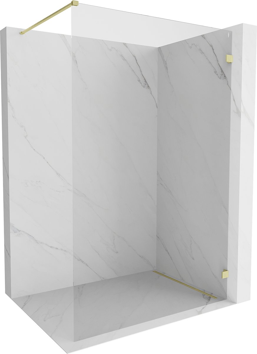 Mexen Lunar ścianka prysznicowa Walk-in prawa 130 x 200 cm, transparent 8 mm, złota szczotkowana - 830-130-000-55-00-P