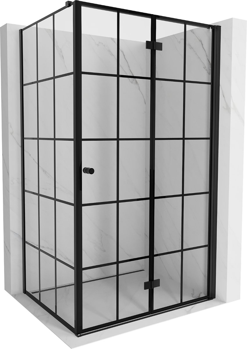 Mexen Mist-F T kabina prysznicowa składana prawa 85 x 100 cm, czarna kratka, czarna - 8A6T-085-100-70-77-P