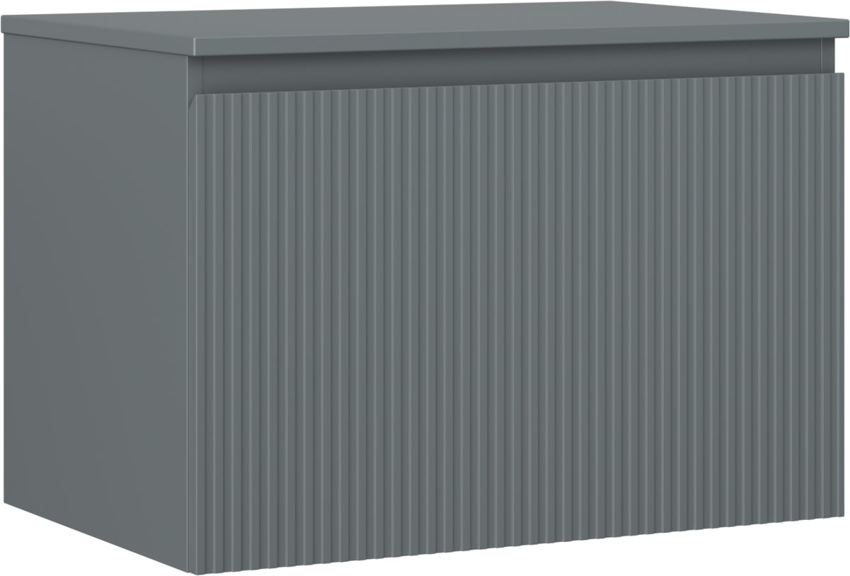 Mexen Rivel szafka łazienkowa podumywalkowa 70 cm z blatem, 1 szuflada, ryflowana , grafit mat - 91A20-07047-1-BFC66