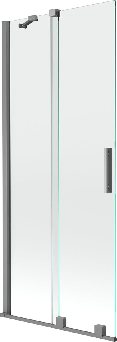 Mexen Velar parawan nawannowy 2-skrzydłowy rozsuwany 80 x 150 cm, transparent, gun metal - 896-080-000-01-95