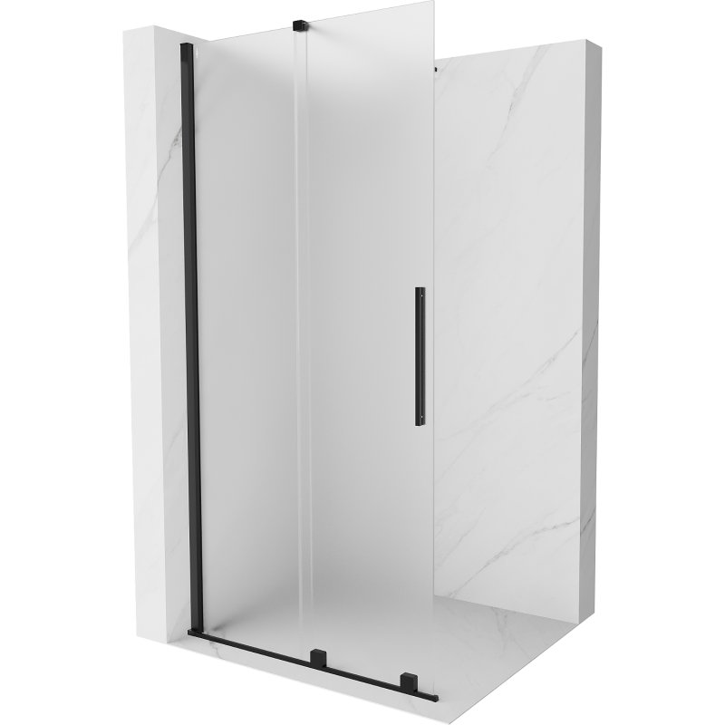 Mexen Velar ścianka prysznicowa rozsuwana Walk-in 100 x 200 cm, szron 8 mm, czarna - 871-100-000-33-70