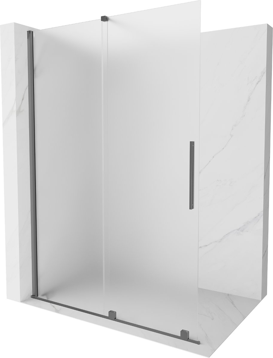 Mexen Velar ścianka prysznicowa rozsuwana Walk-in 150 x 200 cm, szron 8 mm, gun metal - 871-150-000-33-95