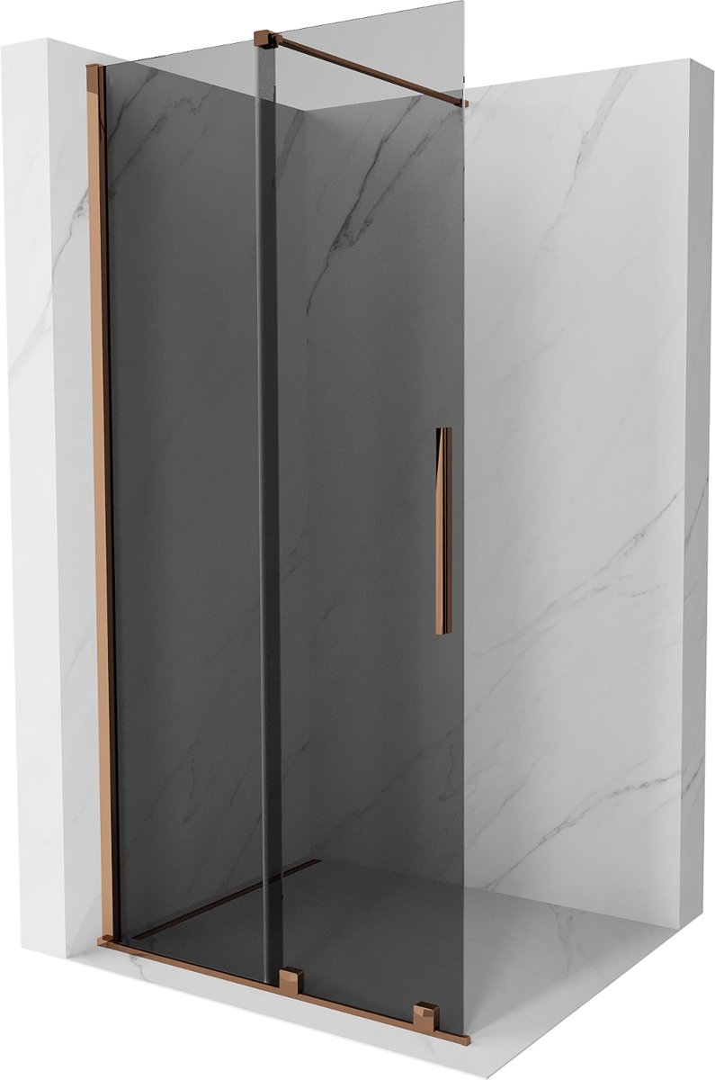 Mexen Velar ścianka prysznicowa rozsuwana Walk-in 70 x 200 cm, grafit 8 mm, różowe złoto - 871-070-000-43-60