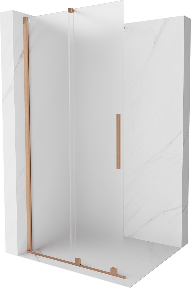 Mexen Velar ścianka prysznicowa rozsuwana Walk-in 70 x 200 cm, szron 8 mm, miedź szczotkowana - 871-070-000-33-65
