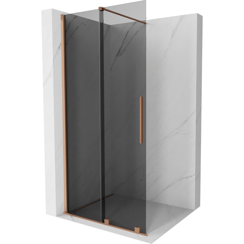 Mexen Velar ścianka prysznicowa rozsuwana Walk-in 75 x 200 cm, grafit 8 mm, miedź szczotkowana - 871-075-000-43-65