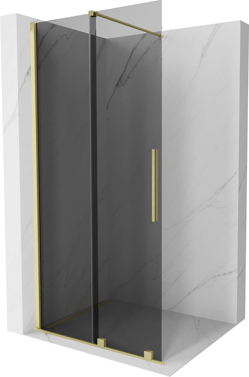 Mexen Velar ścianka prysznicowa rozsuwana Walk-in 75 x 200 cm, grafit 8 mm, złota szczotkowana - 871-075-000-43-55