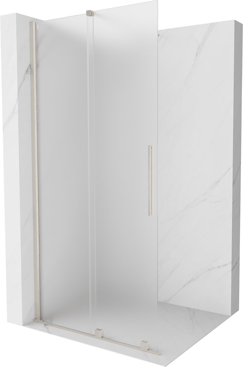 Mexen Velar ścianka prysznicowa rozsuwana Walk-in 75 x 200 cm, szron 8 mm, nikiel szczotkowany - 871-075-000-33-97