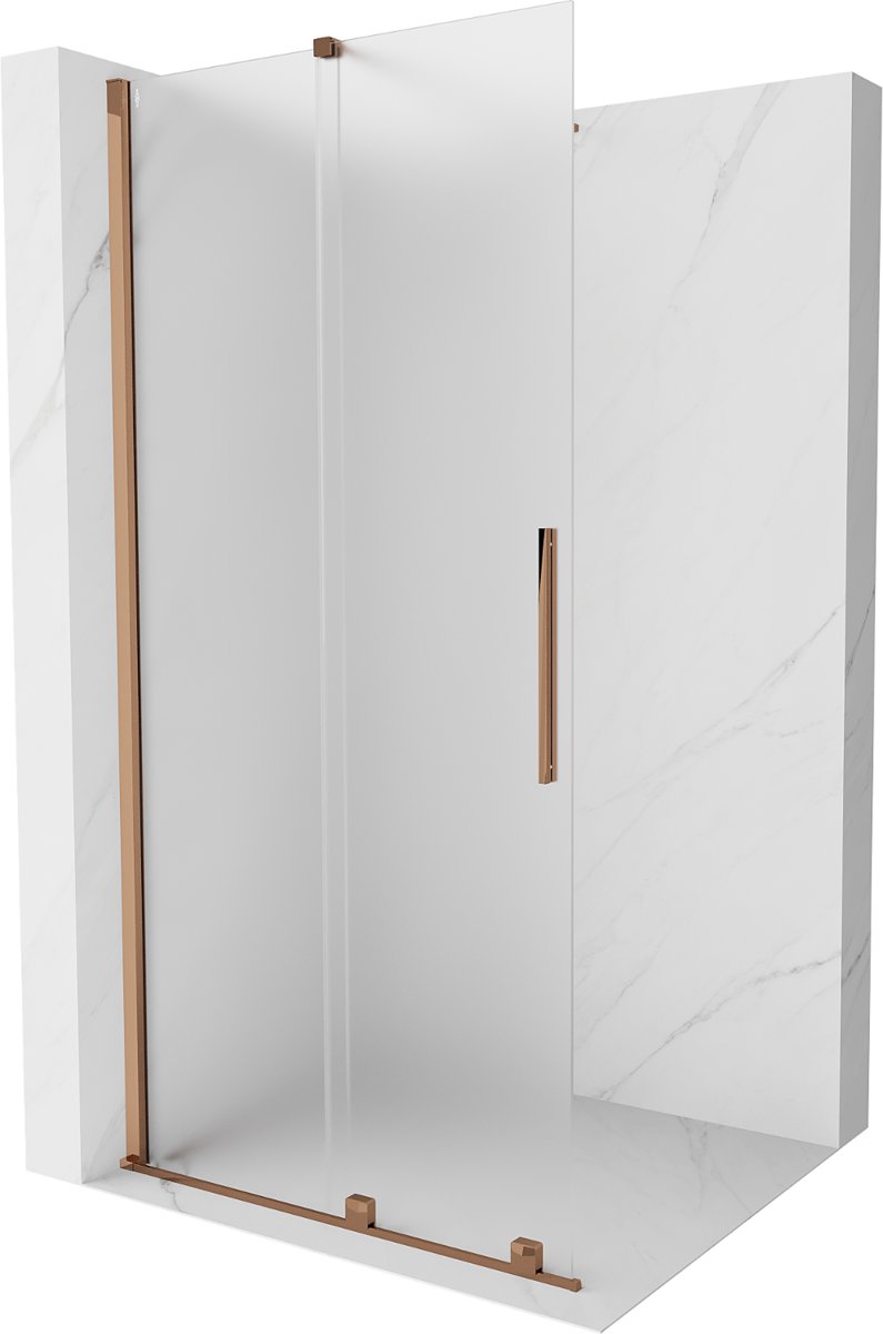 Mexen Velar ścianka prysznicowa rozsuwana Walk-in 75 x 200 cm, szron 8 mm, różowe złoto - 871-075-000-33-60