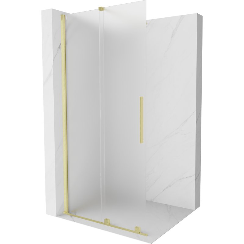 Mexen Velar ścianka prysznicowa rozsuwana Walk-in 75 x 200 cm, szron 8 mm, złota szczotkowana - 871-075-000-33-55