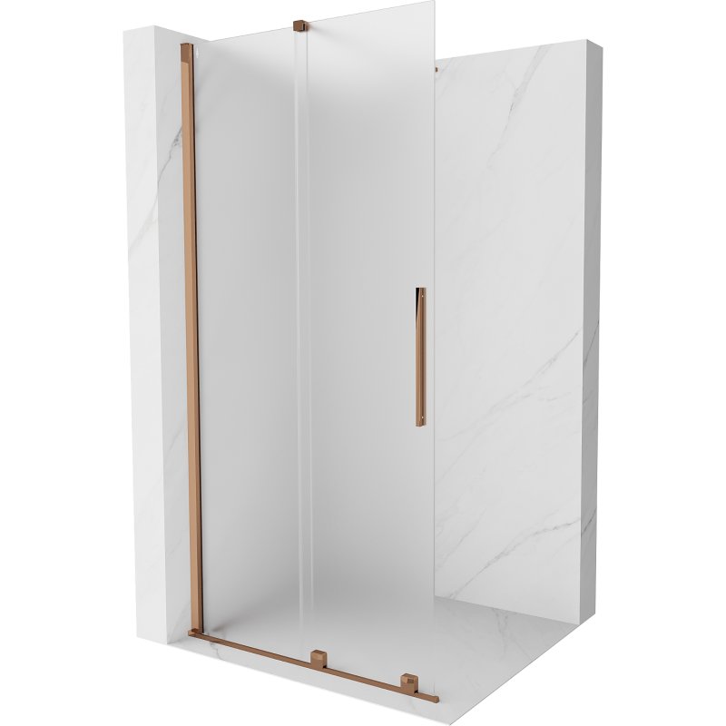 Mexen Velar ścianka prysznicowa rozsuwana Walk-in 80 x 200 cm, szron 8 mm, różowe złoto - 871-080-000-33-60