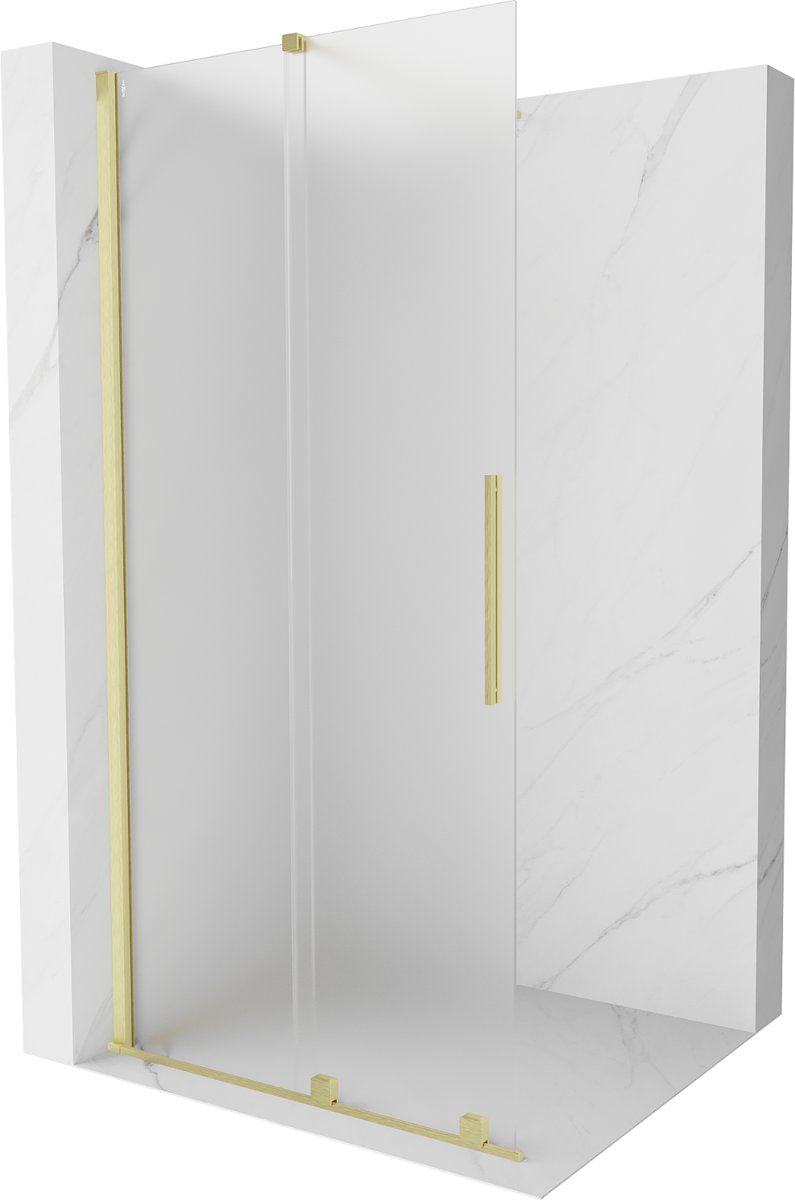 Mexen Velar ścianka prysznicowa rozsuwana Walk-in 85 x 200 cm, szron 8 mm, złota szczotkowana - 871-085-000-33-55