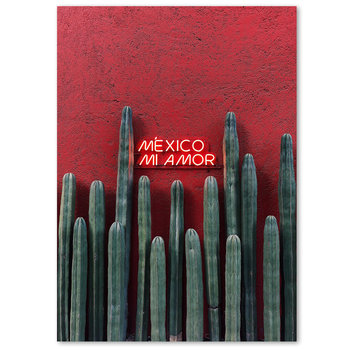 Mexico mi amor, plakat z kaktusami- meksykański 50x70 - DEKORAMA